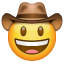 Cowboy-smiley på Whatsapp U+1F920