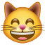 Rolig kattansikte-emoji U+1F638